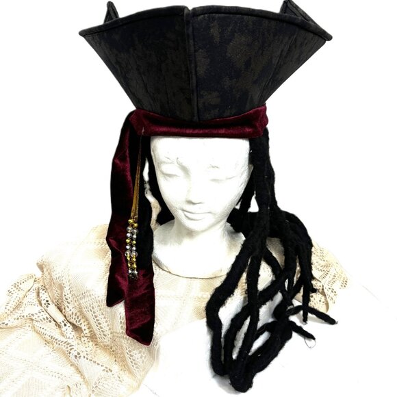 Rubies Pirate Hat with Dreds and Beads - Picture 3 of 13